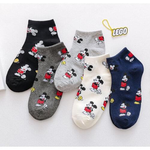 Disney Korean Fashion Mickey Women Socks Novelty Cartoon Sox Harajuku Kawaii Cute Cotton Happy Casual Funny Socks