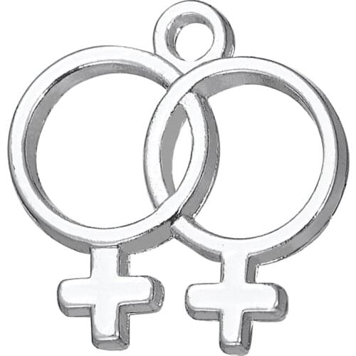 My shape Gay Pride Jewelry Charm Silver Plated Pendants for Gay and Lesbian Female Symbol Jewelry DIY Making for Women 30pcs