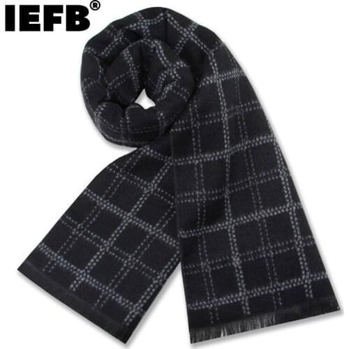 IEFB Mens Woolen Scarf Blended Winter Accessories Keep Warm Thickened Jacquard Brushed Scarfs Mens Bib 9Y9539