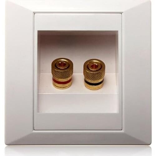 SODIAL(R)Wall Socket Connection Port with 2 Jack Speaker White