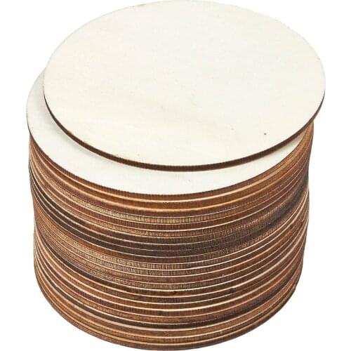 5pcs Unfinished 4 Inch Wood Circle Cutouts for Wooden Coasters DIY Crafts Home Decoration Artboard for DIY Painting Crafts