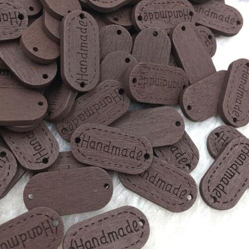 New 10/50/100pcs Mix Painting "Hand made" 2 Holes Sewing Wood Buttons Scrapbook WB377