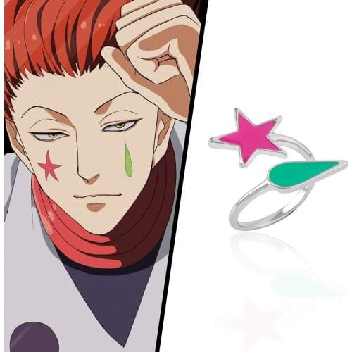 2021 New Hunter X Hunter Hisoka Ring Silver Color Teardrop Star Layered Open Ring Classic Cosplay Anime Jewelry Accessories