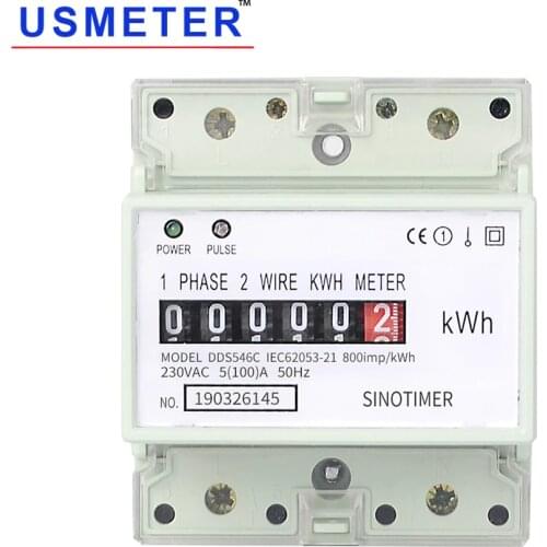 DDS546C 230V 5(100)A 50Hz 60Hz Single Phase Electronic Energy kwh Meter 4P DIN Rail Wattmeter Power Meter Electricity Counter