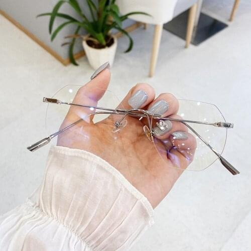 Blue Light Blocking Rimless Glasses Frame Women Spectacles Transparent Eyeglasses Men Optical Eyewear Frames Anti Blue Light