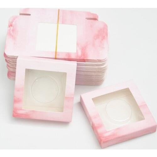 Wholesale False Eyelashes Paper Boxes Eyelash Packaging Box Custom Square Marble Pink Storage Cardboard Holder Cases Vendors