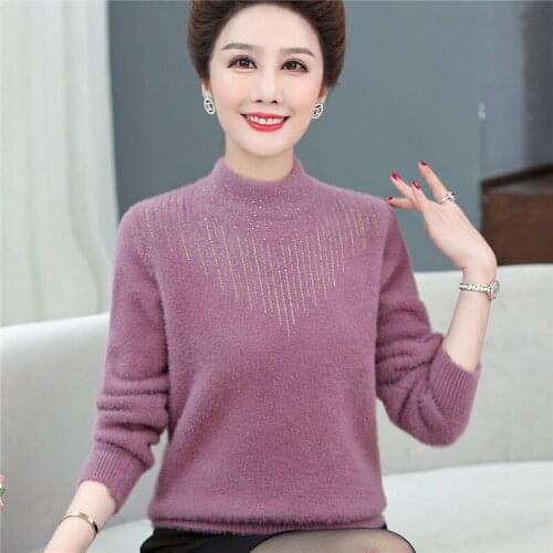 2021 Autumn Winter Middle-aged Womens Sweaters Pullovers Plus Size 4XL Thicken Warm Bottoming Half Turtleneck Sweater Tops S718