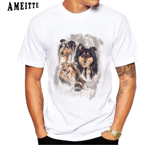 Shetland The Sheepdog Print Harajuku Collie Funny Gift T-Shirt Fashion Men T-Shirts Boy Casual Tops Dog Lovers Short Sleeve
