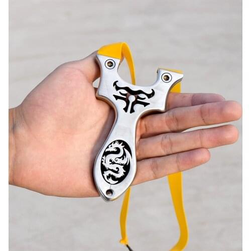 Professional Stainless Steel Slingshot with Rubber Band Mirror Hollow Design Outdoor Shooting Catapult Hunting Accessories
