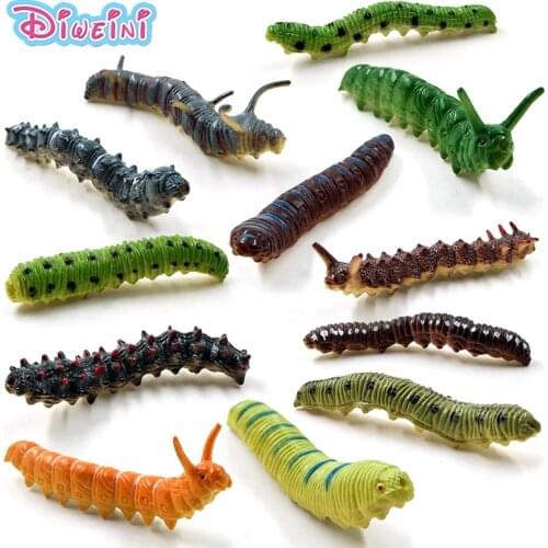 12Pc Lifelike Group Artificial insect Worm plastic animal model doll action figure DIY Decoration hot set toys for children gift