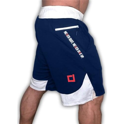 Men pocket Joggers Exercise Shorts Mens 2 in 1 Short Pants Gyms Fitness Bodybuilding Workout Quick Dry Male Leisure Shorts