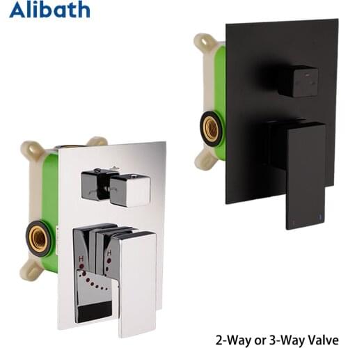 Single Handle Black Two Three Function Solid Brass Wall Mount Shower Mixer Control Valve Shower Faucet