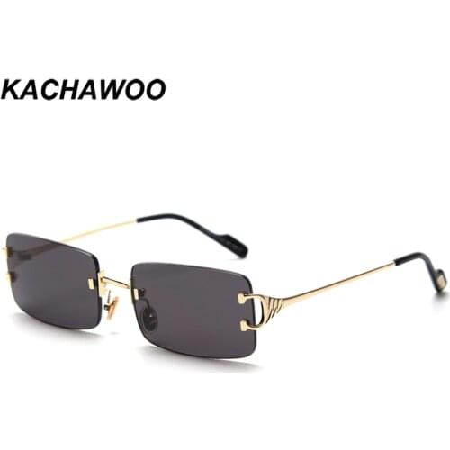 Kachawoo women rimless sunglasses retro rectangle red tinted men sun glasses uv400 high quality unisex vintage style drop ship