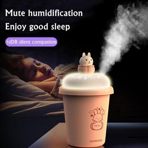 300ml Wireless Air Humidifier Electric Water Mist Maker Small Portable Milk Tea Humidity Cup Car Home Purifying Starry Sky Light