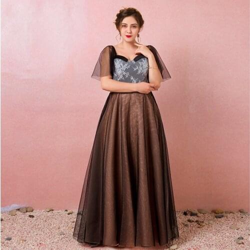 Evening Dress Strapless Tulle Backless Flowers Appliques Ruffles Short Sleeve Floor-Length New Plus Size Women Formal Gowns D814