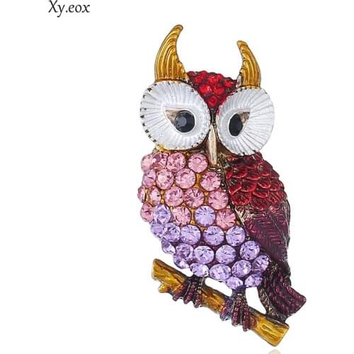 Vintage Owl Brooch Corsage Scarf Clip Crystal Parrots Brooches Lapel Pin Broches