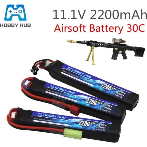 Hobby Hub Water Gun Lipo Battery 3S 11.1V 2200mAh 30C Tamiya Connector AKKU Mini Airsoft BB Air Pistol Electric Toys RC Parts