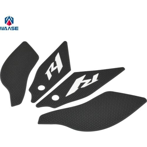 Waase Set of 4pcs Black Motorcycle Gas Fuel Tank Traction Side Pad Knee Grip Protector For YAMAHA YZF R1 R1M RN32 2020 2021 2022