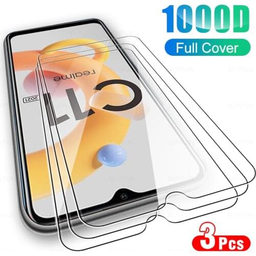 3Pcs Protective Glass For Realme C11 2021 9D Screen Protector For oppo realme c 11 c21 c25 c15 C3 redmeC11 Clear Protective Film
