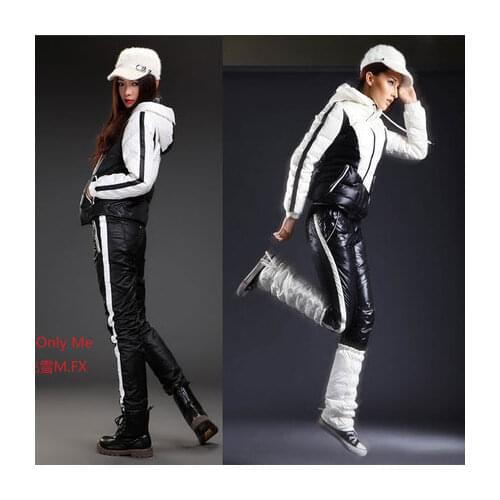 Womens Down Jacket 2020 winter jacket Women fashion sports Skiing down suit coat Winter Parka coats pant+jackets twinset gorl