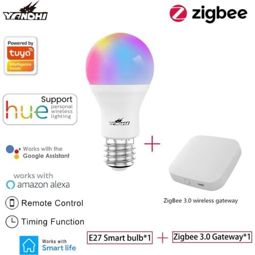 Zigbee3.0 Tuya Smart Light Lamp Bulb 10W Color Changing RGB LED Bulb E27 RGB+CCT 220V APP Remote Compatible Alexa Google Home