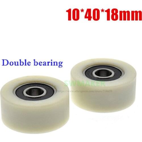 1pcs 10*40*18mm 6000 Double Bearing PA66 Nylon Wheel, Wear Resistant, Automatic Rolling Pulley/Guide Wheel/Plane Wheel
