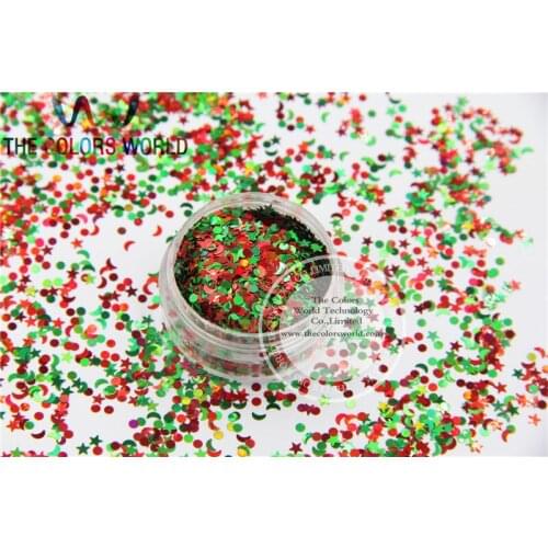Xmas-7 Mix shiny christmas glitter holographic colors and shapes spangles glitter for nail Art or DIY decoration 1pack=50g