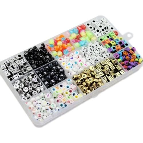 1000 Pcs/Set Alphabet Letters Puzzle Board Games DIY Mixed Acrylic Colorful Beads Game Accessories with Acrylic Box