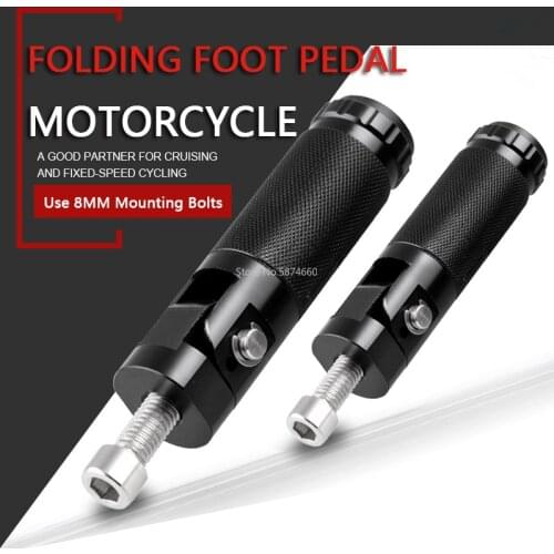 2pcs Black Sliver CNC Aluminum Universal Motorcycle Motor Bike Folding Footrests Footpegs Foot Rests Pegs Rear Pedals Set Parts