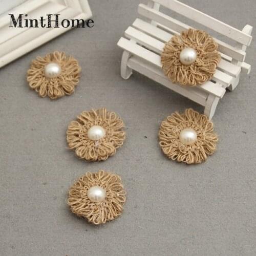Linen Pearl Rose Wedding Party Linen Flower Shoe Ornament Hat Flower Small Linen Rose