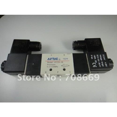 4V220-08 5Ports2Position Double Solenoid Pneumatic Air Valve 1/4" BSPT DC24V