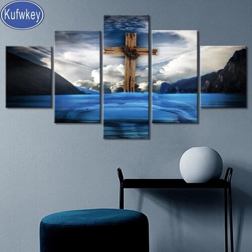 5d diy diamond painting Jesus Christ 5 Panel diamond embroidery full round drill rhinestone cross stitch mosaic Diamond Art