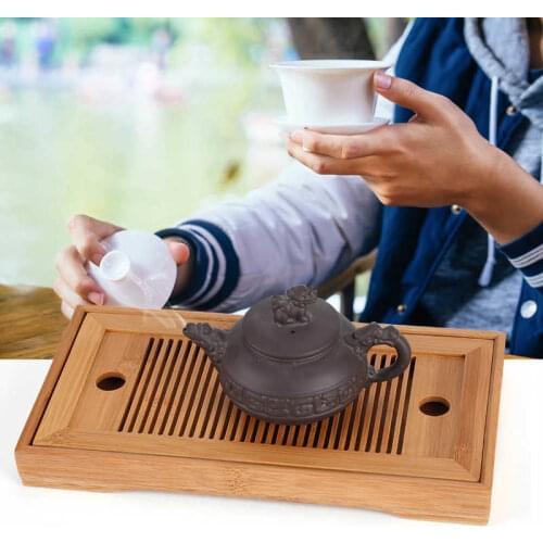 Bamboo Tea Tray Chinese Gongfu Tea Mini Serving Table for Teahouse Home Office Green Tea with Tea Table