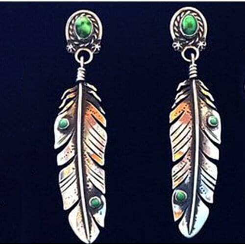 Bohemian Vintage Dangle Earring Feather Leaves Pendant Leaf Beaded Drop Earrings for Women Jewelry Brincos Pendientes O5D306