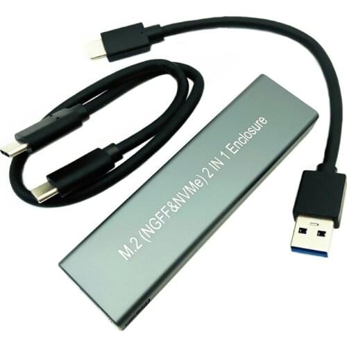 M2 SSD Case NVME Enclosure M.2 to USB Type C 3.1 SSD Adapter for Dual Protocol NVME PCIE NGFF SATA M/B Key SSD Disk Box SSD Case