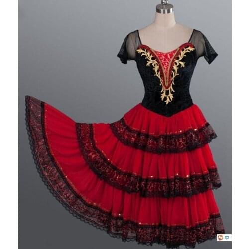 Don Quixote Adult Red Romantic Tutu Spanish Kitri Ballet Dress women Professional Tutu Ballet Spanish Dance Costume for girls