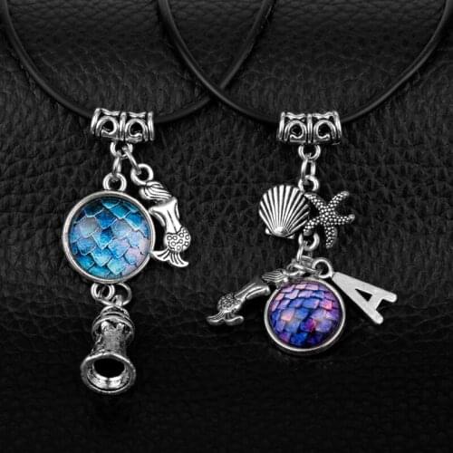 Dongsheng Miss Lady Fairytale Little Mermaid Lighthouse Scale Holographic Fish Scale Pendant Necklace Shimmery Jewelry Gift