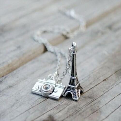 Travel Eiffel Tower Camera Necklace Pendant Inspired Christmas Long Chain Necklace For Women Fashion Jewelry Friendship Gift