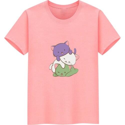 Cat Print T-shirt Women Funny Cute Punk Pattern T Shirt Women Top Summer Short Sleeve O-neck Tshirt Women Loose Tee Female