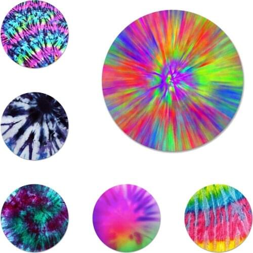 Tie Dye Pattern Batic Rainbow Colourful Icons Pins Badge Decoration Brooches Metal Badges For Backpack Decoration 58mm