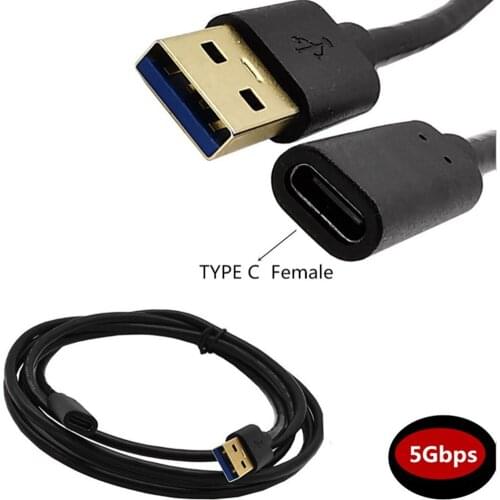 USB 3.0 Male to USB C Female Cable Compatible with Laptops, Power Banks, Chargers, and More Devices with Standard USB A Ports