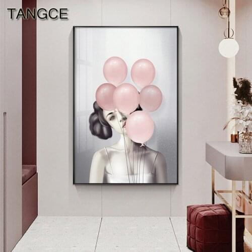 Sexy Barbie Girl Bubble Wall Art Nordic Women Poster and Print Abstract Canvas Painting Pink Wall Picture for Bedroom Home Decor