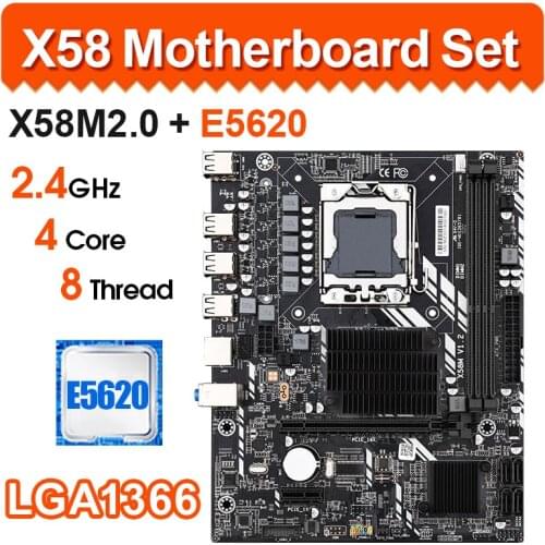 X58M LGA1366 Kit dual Channel X58 Motherboard Set with E5620 CPU Support ddr3 ECC REG,Desktop RAM