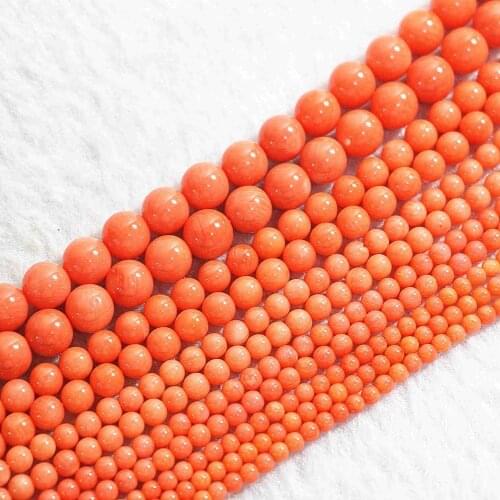 Natural Reddish Orange Coral Round Beads 2mm 3mm 4mm 6mm 8mm Diy Loose Beads High Grade Jewelry Making 15inch B652