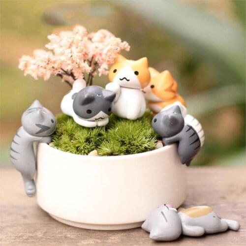 Cute Miniature Home Fairy Garden Cats Micro Kitty Landscape Ornament Decorations Lucky Cat DIY Figures for Crafts and Home Decor