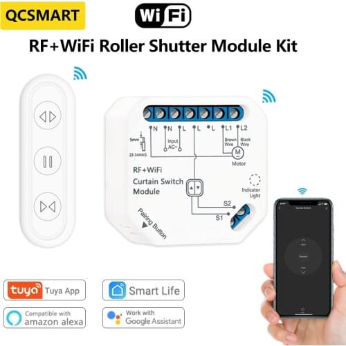 Tuya Smart Life Curtain Switch Module Remote Control Blinds Roller Shutter RF+WiFi App Timer Google Home Alexa Smart Home DIY