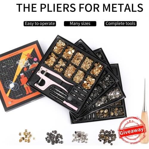 100 Set Leather Snap Fasteners Kit 10-17mm 5 Sizes Metal Button Snaps with Fastener Snap Pliers for Clothes Jacket Coat Repair