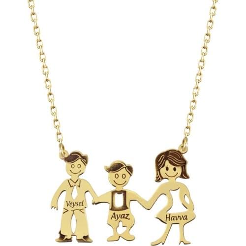 Mom Dad Boys Silver Is Family Necklace DN216