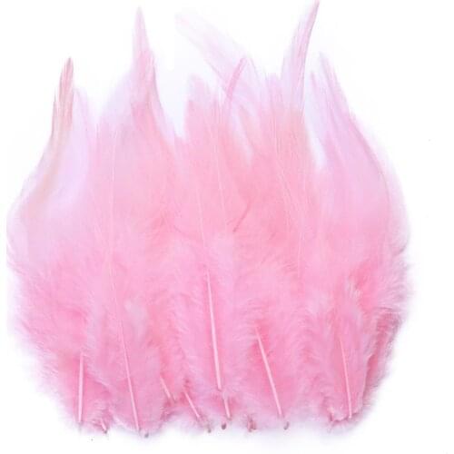 100pcs Pink Rooster Feather 4"-6"Natural Chicken Feathers Decoration Fly Tying Accessories Crafts For Needlework And Handicraft