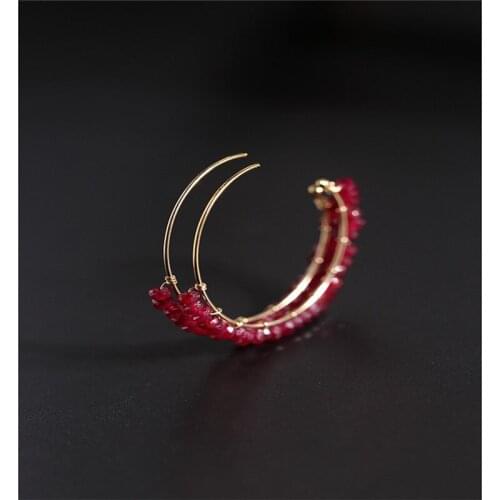 DMBS043 Faceted Ruby Earrings Female Genuine 14K Gold Injection Korean Earring